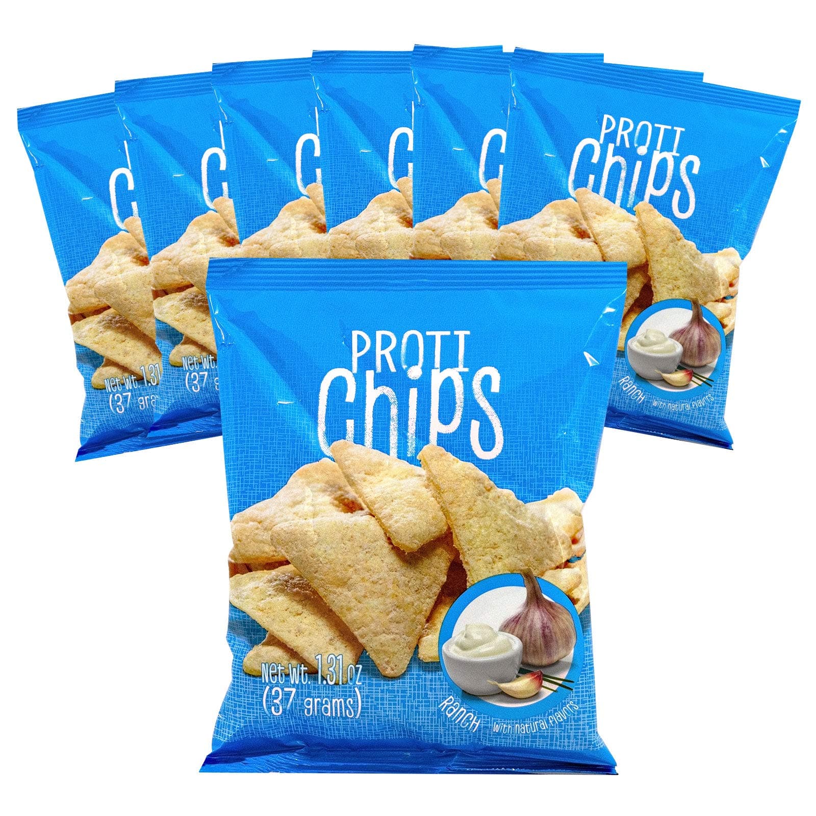 Proti-Thin High Protein Ranch Crisps, Crunchy Diet Snack, Sugar-Free, 15g Protein, Low Fat, Low Carb, High Fiber, Gluten Free, Healthy Snack Chips, 1 Pack of 7 Servings Bags
