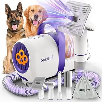oneisall Dog Vacuum Brush for Shedding Grooming,Suction 99% Pet Hair,Dog Grooming Vacuum,Dog Hair Vacuum Groomer with 4 Pet Grooming Tools,Pet Hair Remover (pur)