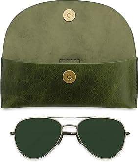 Leather Sunglasses Case Genuine Eyeglass Holder Reading Glasses Protector Vintage Eyewear Storage for Men and Women