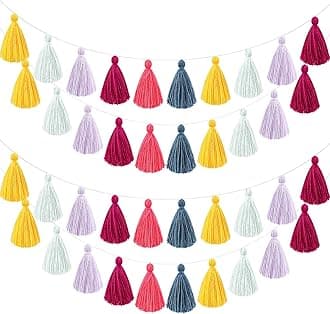 4 Pcs Rainbow Tassel Garland Party Decor, Colorful Boho Wall Hanging Banner for Birthday Birthday Wedding Baby Shower Party, Classroom, Bedroom, Nursery Home Decor(Dark,3.15 Inch)