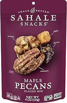 Maple Pecans Glazed Mix, 4 oz Pouches (6 Packs) Dry-Roasted, Deluxe Mixed Nuts with Cherries, Apples, Maple, and Cinnamon - Non-GMO, Kosher, and Certified Gluten-Free Snacks