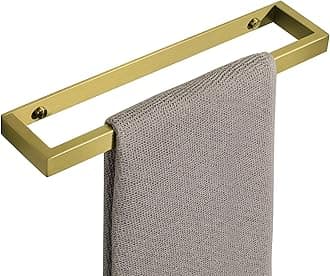 SAYAYO Towel Rail Hand Towel Holder for Bathroom Self Adhesive & Screw Towel Ring SUS304 Stainless Steel 30CM Wall Mounted No Drilling, Gold
