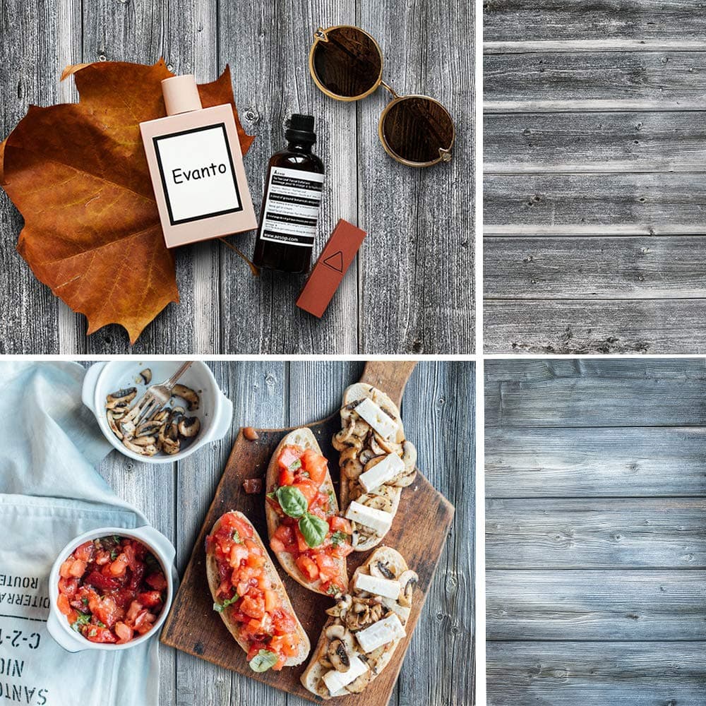 Evanto 16.5x26” with 2 Designs Photo Backdrop Board for Flat Lay & Food Photography - Wood Texture Background