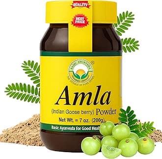 BASIC AYURVEDA Amla Powder | 7.05 Oz (200g) | 100% Raw & Natural Indian Gooseberry (Amalaki) for Hair, Skin & Immunity | No Additives | Ideal for Smoothies, DIY Masks, Herbal Use & Wellness