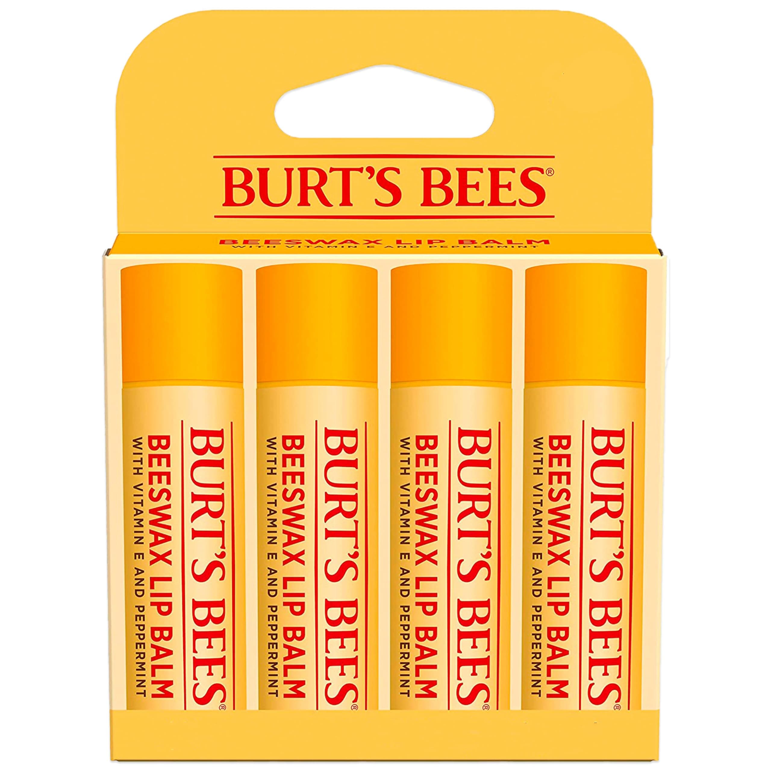 Moisturizing Lip Balm By Burt's Bees, Beeswax, 4 Tubes