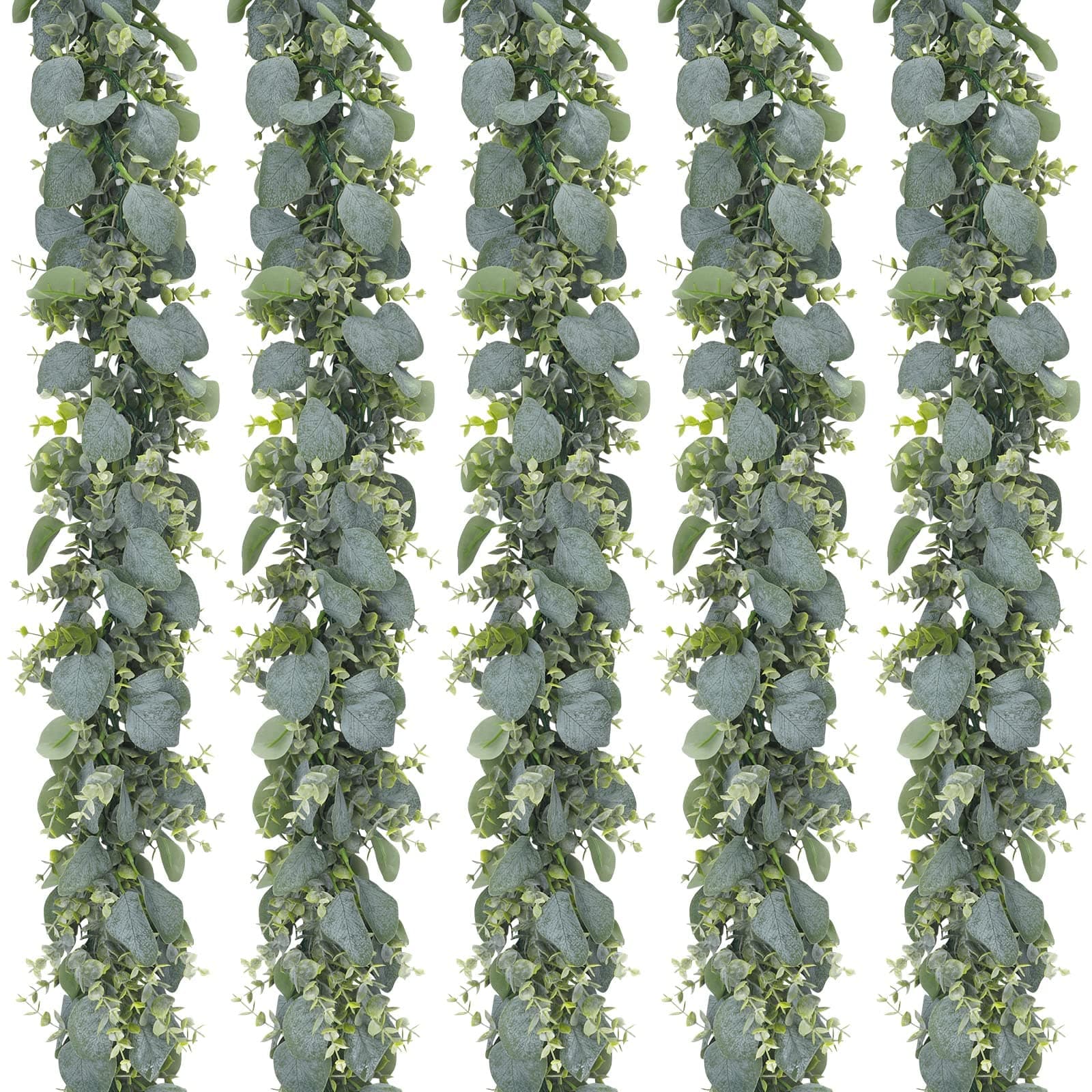 CEWOR 5pcs 5.5ft Artificial Eucalyptus Garland Fake Silver Dollar Eucalyptus Greenery Garland Vines Table Runner for Wedding Arch Backdrop Table Centerpiece Home Mantle Decor