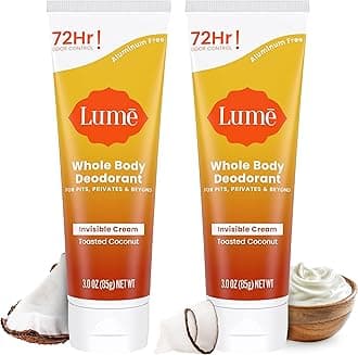 Whole Body Deodorant - Invisible Cream Tube - 72 Hour Odor Control - Aluminum Free, Baking Soda Free, Skin Safe - 3.0 ounce (Pack of 2) (Toasted Coconut)