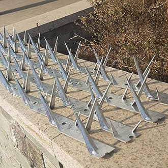 HM&DX Outdoor Wall Metal Spikes with Screws,Security Fence Bird Pigeon Spikes,Hot Dip Galvanized Anti-Theft Anti Climbing Spikes for Roof Walls Railing(M, Galvanized)