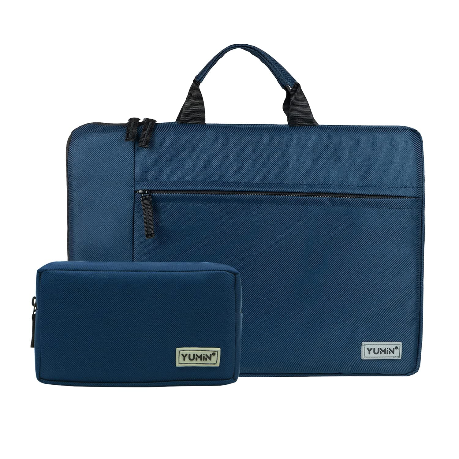 Yumin Polyester Laptop Sleeve Bag Case Cover 13.3 inch for MacBook/HP/Dell/Lenovo/Asus/Acer for Men & Women with Handle and Charger Pouch (Blue with Pouch)