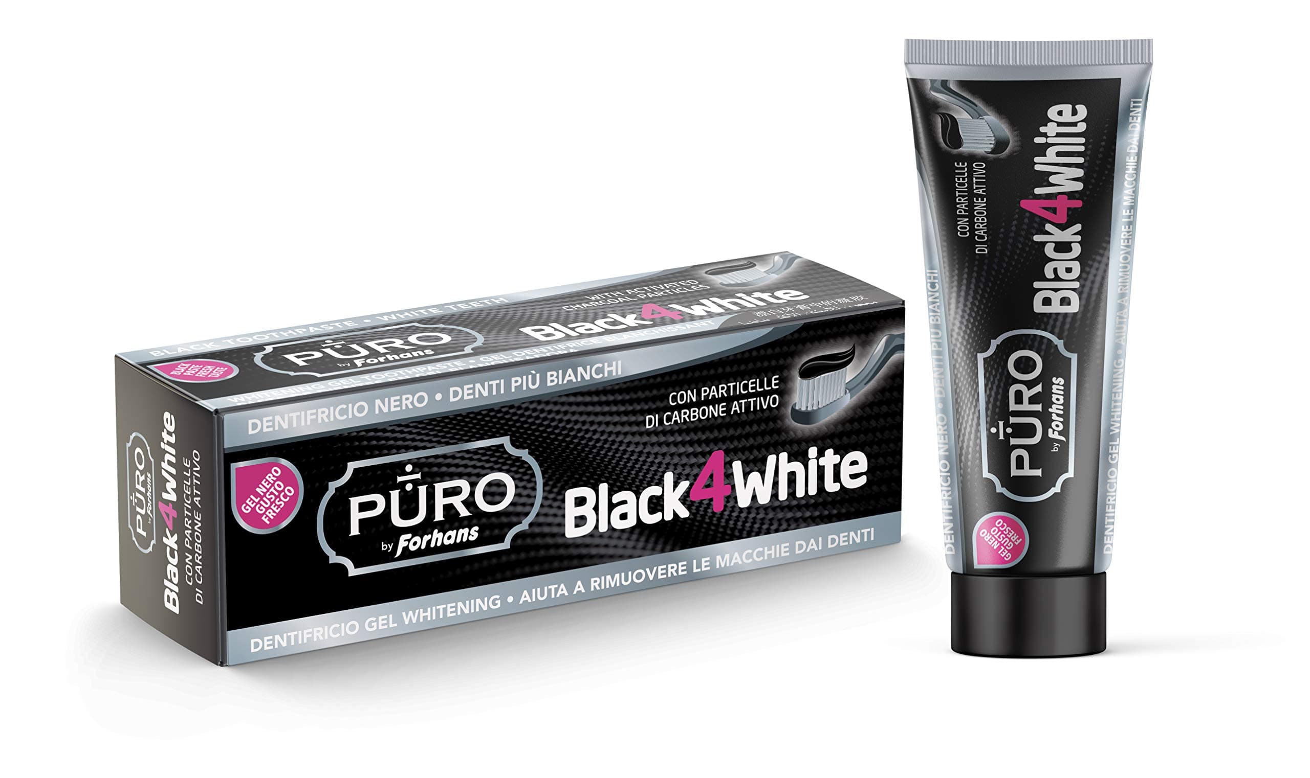 Forhans Black4White Whitening Toothpaste, With Activated Charcole. Helps Remove Teeth Stains.