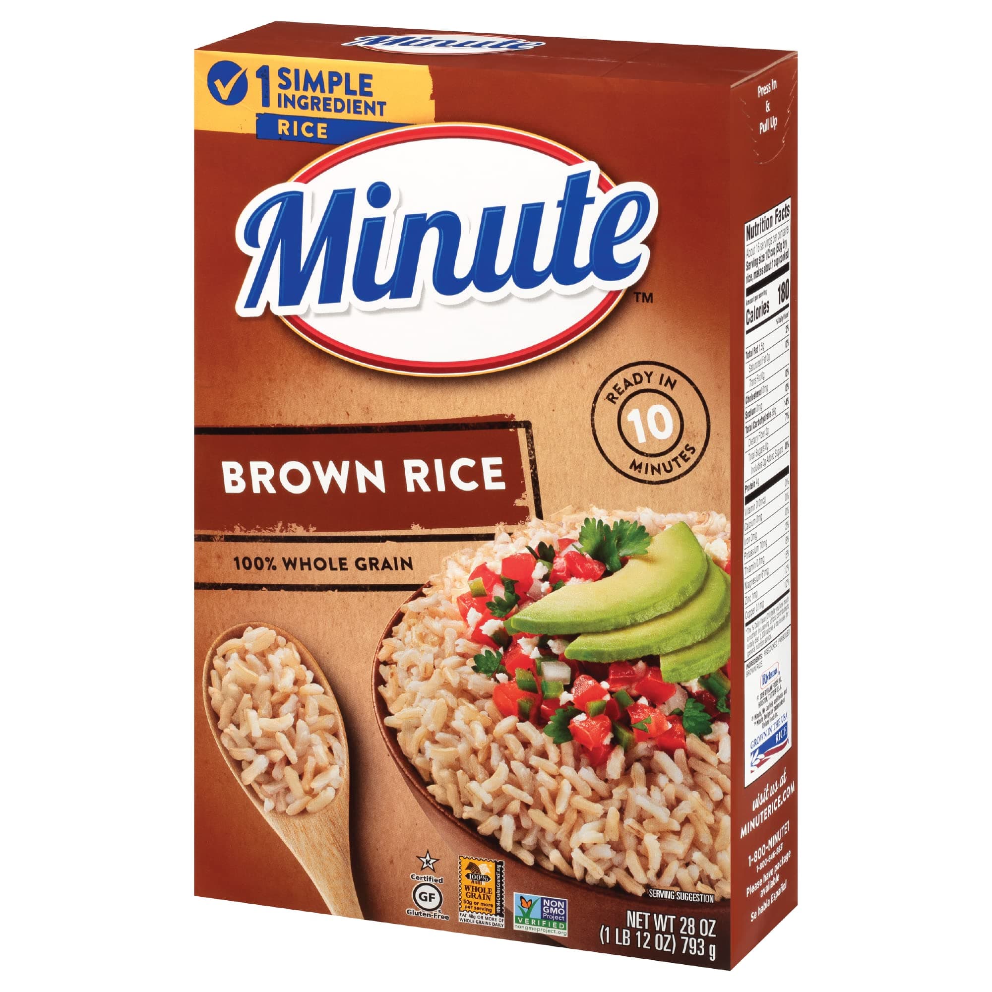 Minute Brown Rice, Instant Brown Rice for Quick Meals, 28-Ounce Box