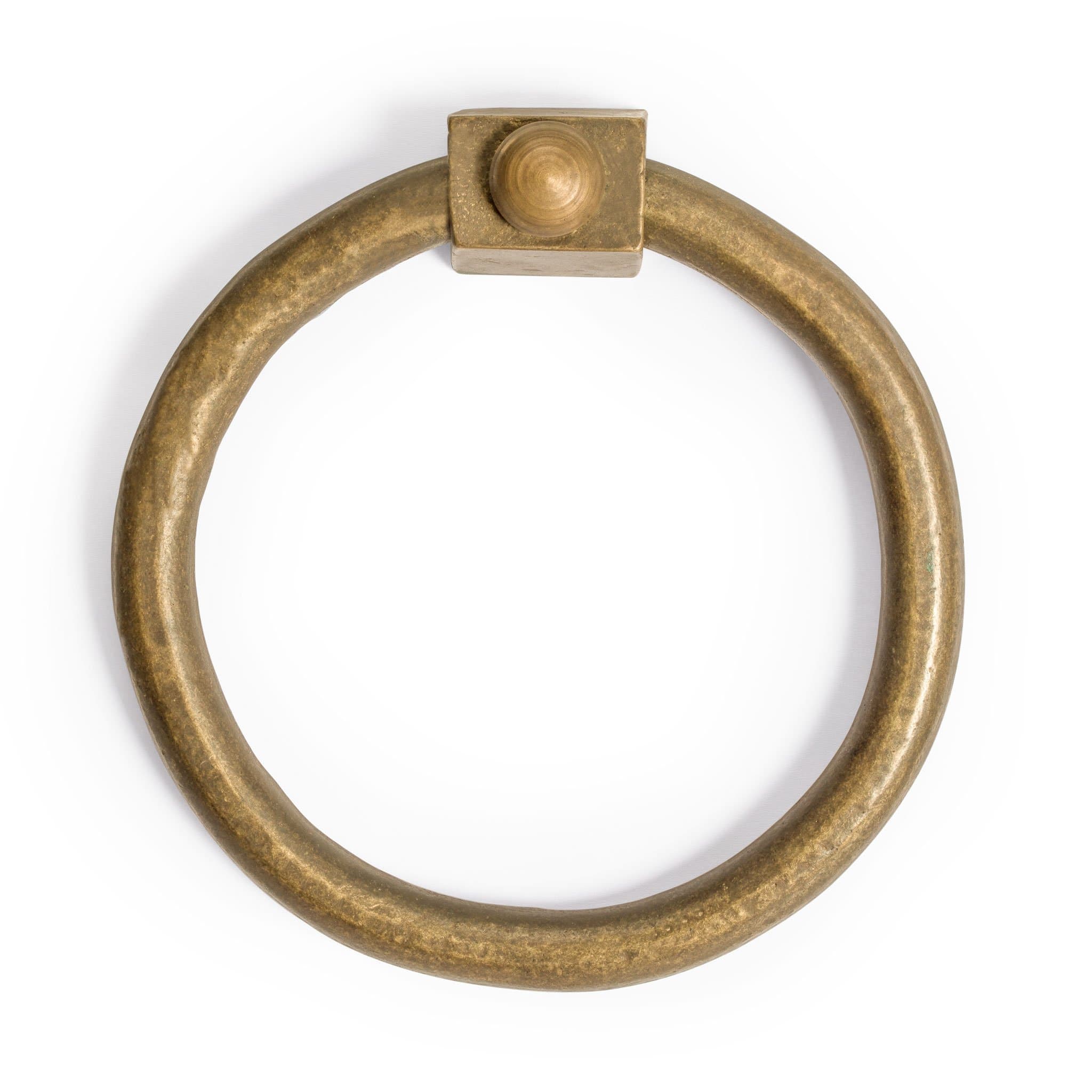 Hardware Philosophy Jumbo Ring Brass Door Gate Cabinet Hardware Pulls 6" - Set of 2