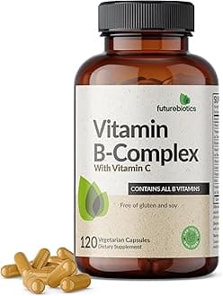 Vitamin B Complex with Vitamin C Supports Energy Production, Nervous System & Immune Support - Non-GMO, 120 Vegetarian Capsules