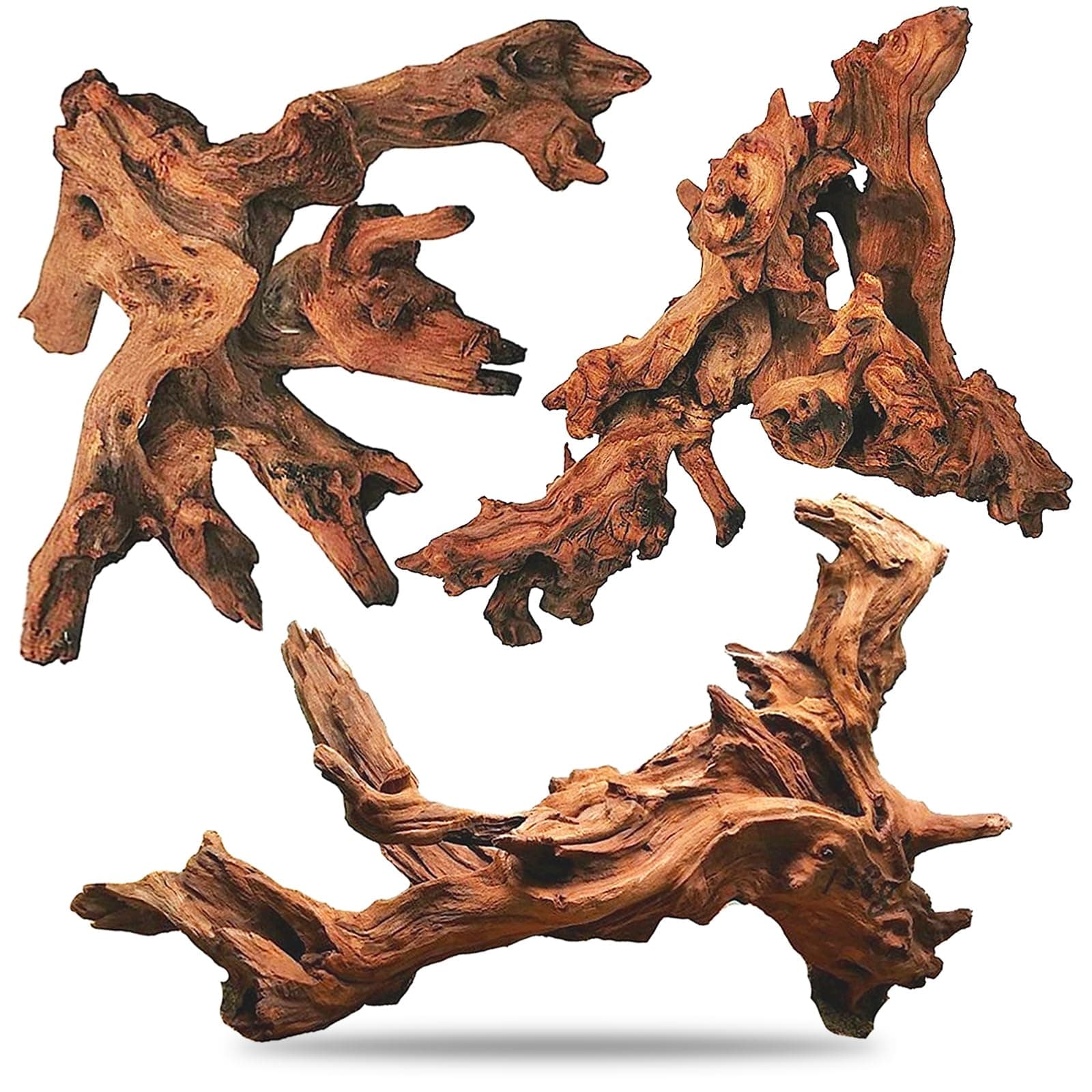 Hamiledyi Aquarium Driftwood 3PCS Natural Trunk Driftwood Assorted Branches 8-12" Reptile Wood Decor Terrarium Ornament Fish Tank Decoration