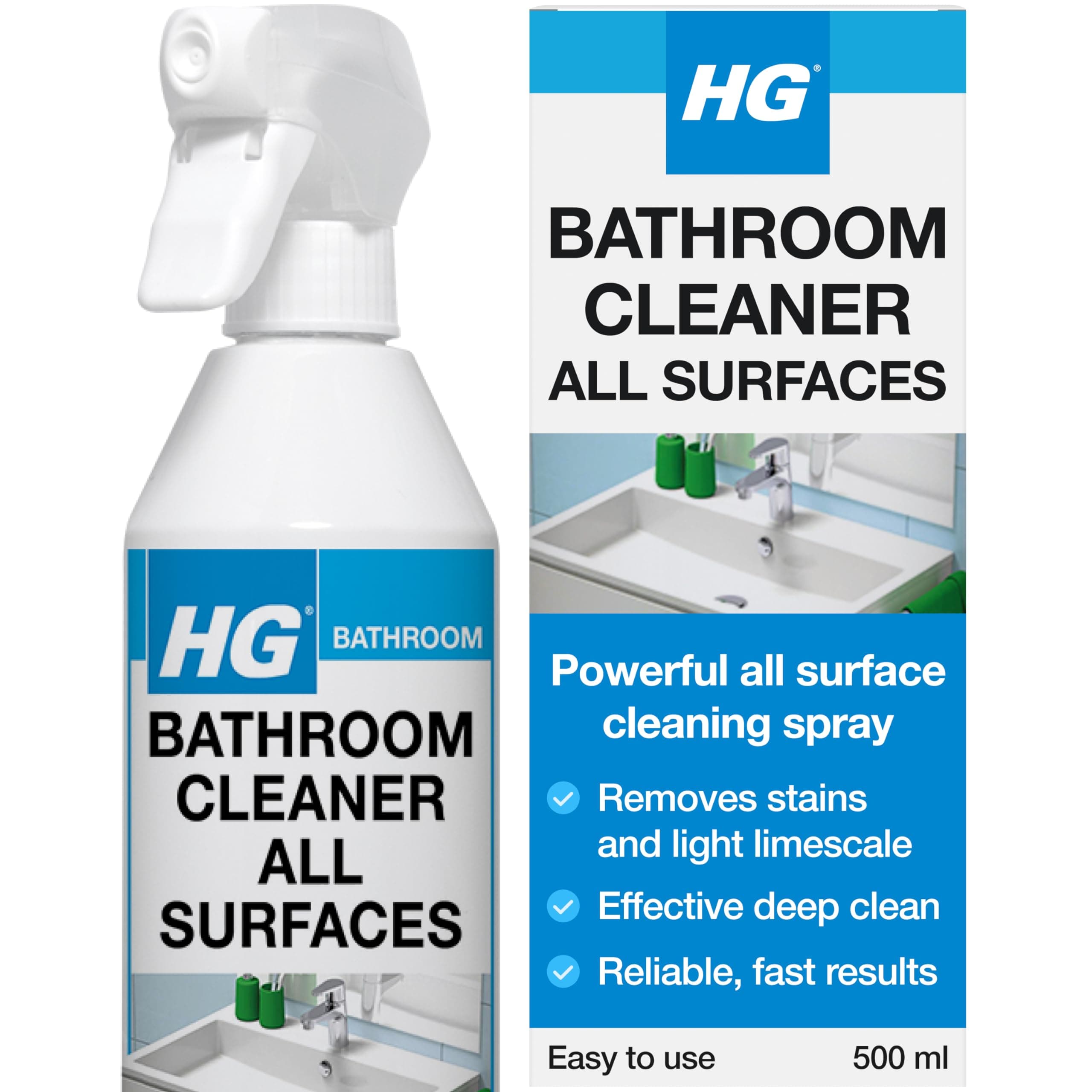 Bathroom Cleaner Spray - Universal All-Surface Cleaner & Limescale Remover for Sinks, Baths, Showers & Taps - 500ml