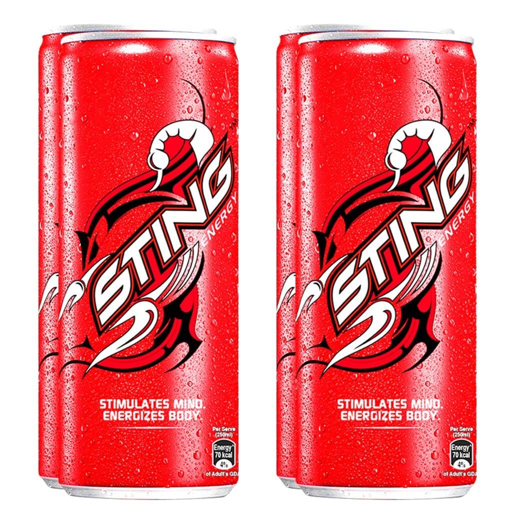 Sting Energy Drink, 250ml Can (Pack of 4)