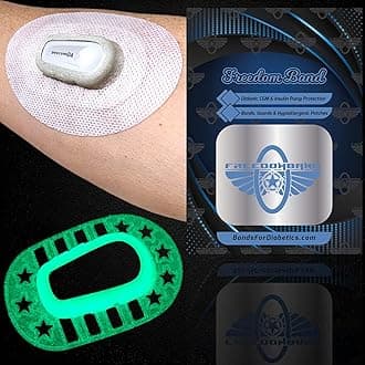 Infiniflex Flexible Guard for Dexcom G6 Cgm Sensor Shield & 2 Adhesive Overlay Cover Patches Bumper Protection (Green Glow-in-The-Dark)