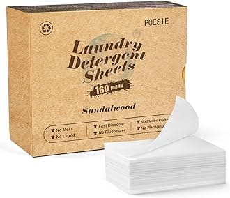 Laundry Detergent Sheet Sandalwood Scent 160 Sheets Non Plastic Washing Sheets Detergent Travel Laundry Kit No waste Portable Soap Sheet for Machine Wash & Hand Wash