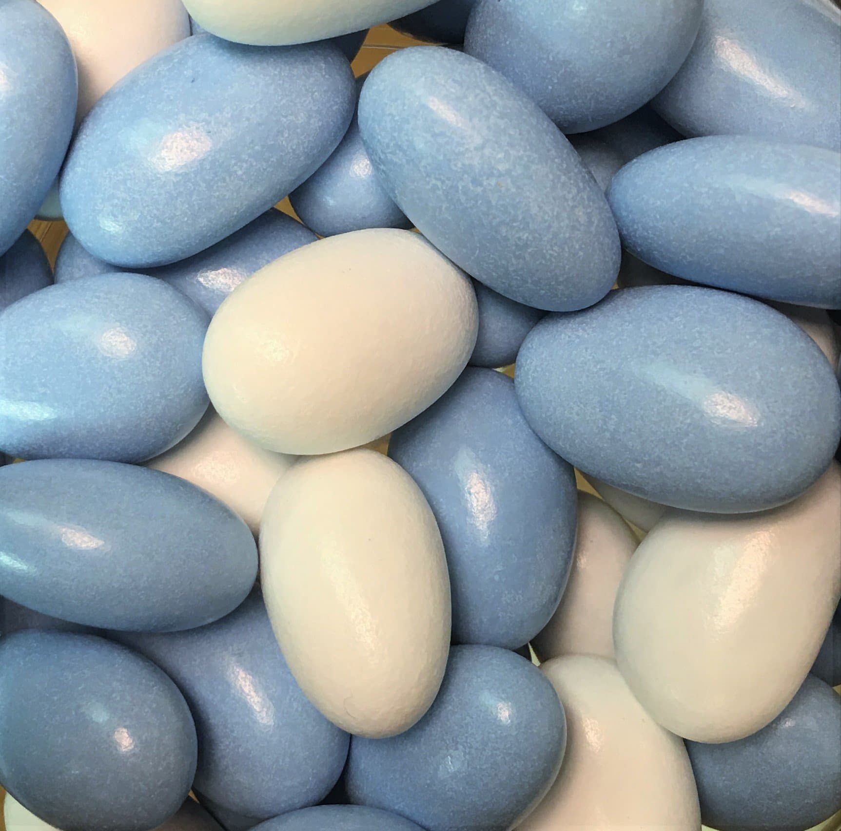 Blue & White Jordan Almonds by Its Delish, 10 LBS Bulk | Sugared Almond Nut with Sweet Hard Candy Coating - Bulk Wedding Favors, Bridal and Baby Showers, Party Buffets - USA Made, Vegan & Kosher