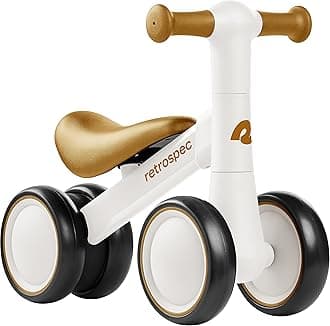 Retrospec Cricket 2 Baby Walker Balance Bike with 4 Wheels - Safe Learning Toy for Ages 12-24 Months - Scratch-Resistant Indoor Outdoor Toddler Riding Toy with Steering Limit & Soft Grips