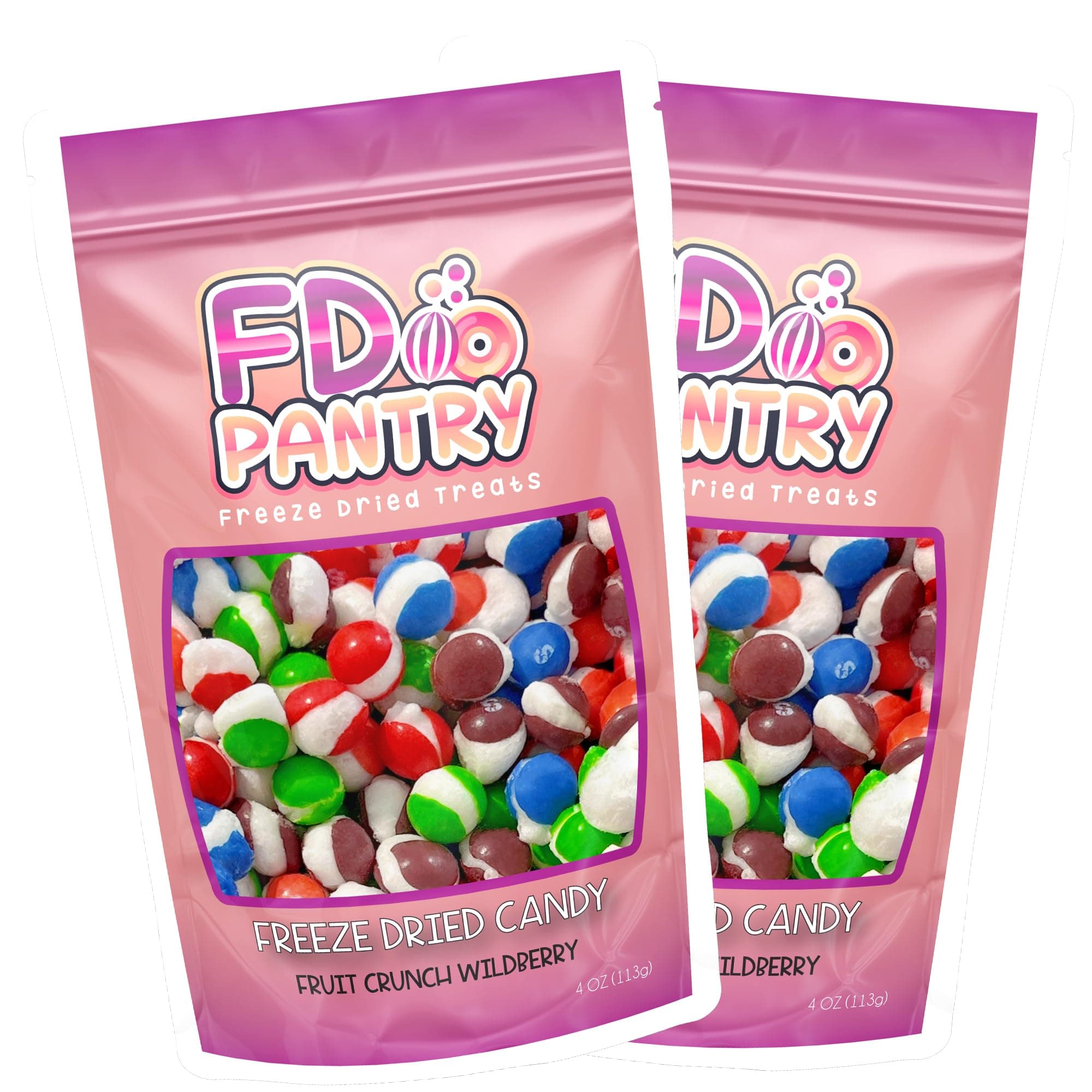 Freeze Dried Candy Fruit Crunch Wildberry, 4 oz, 2 Pack, Assorted Berry Punch, Melon, Strawberry, Cherry, Raspberry, Gift Bag