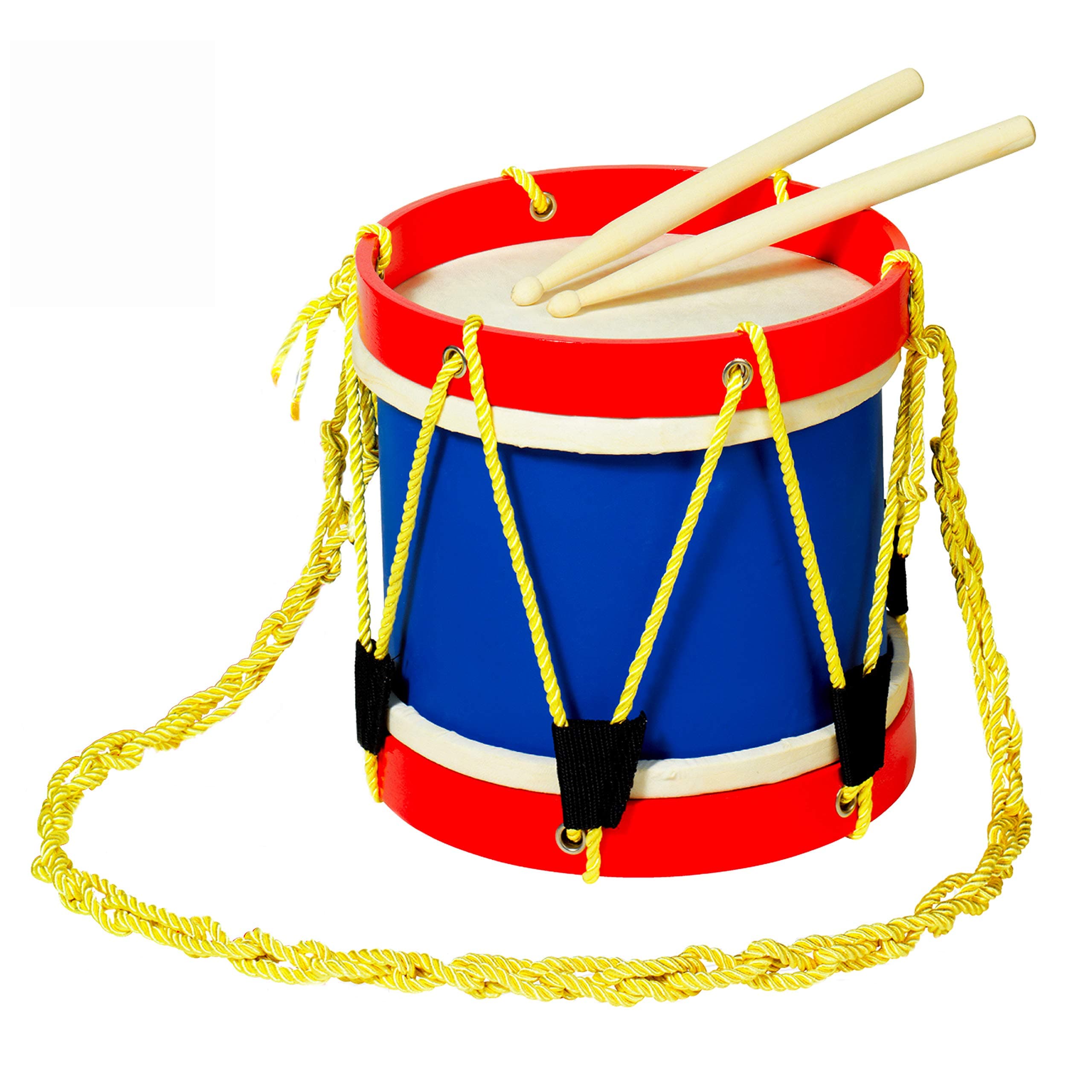 MUSICUBE Kids 8 Inch Drum Set with Adjustable Strap and 2 Wooden Drum Sticks - Musical Instrument Gift Choice