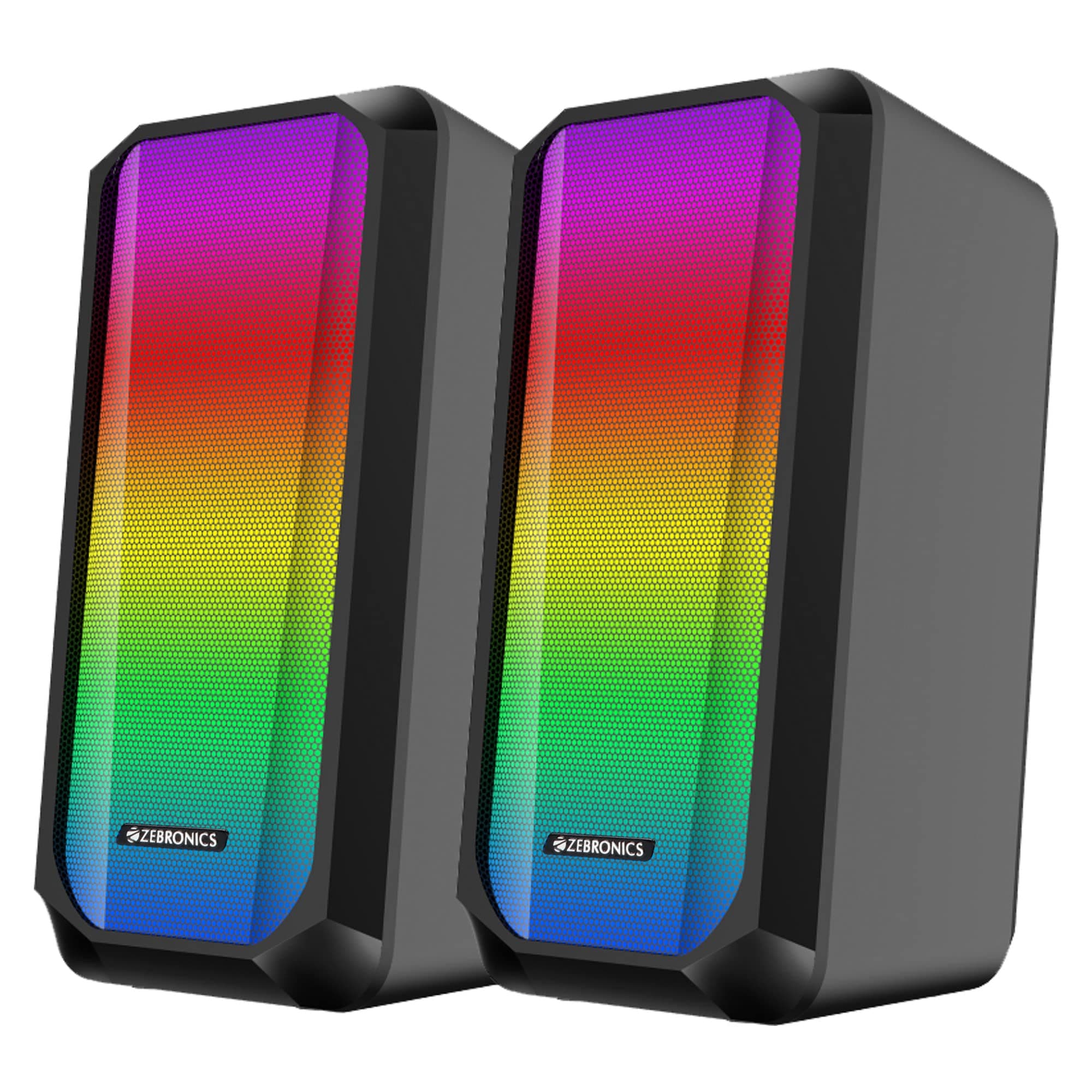 ZEBRONICS Zeb-Fame 1 USB Powered 2.0 Speaker with 10W RMS Output, 7 RGB Modes, LED Control Switch, Volume Control, 3.5mm Input, Compatible for Computers and Laptops Black, Auxiliary