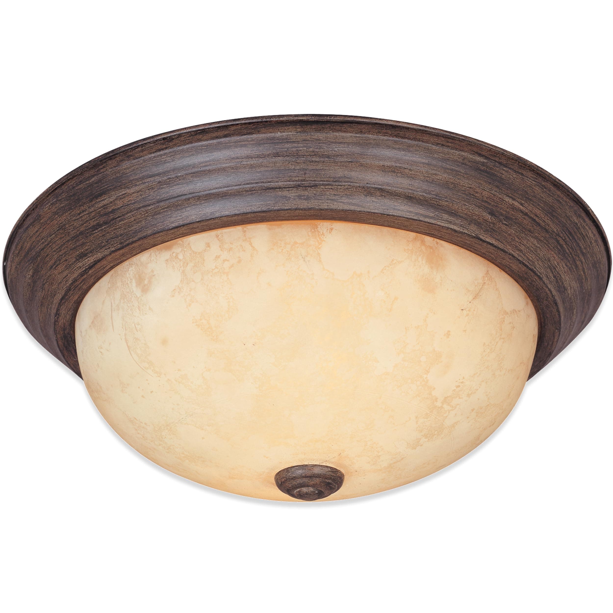 DESIGNERS FOUNTAIN Reedley 2-Lights Flush Mount Ceiling Light, 11 Inch Lighting Fixture for Kitchen, Bedroom, Bathroom, and Hallway, Amber Glass, Warm Mahogany, 1257S-WM-AM