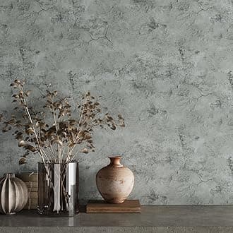VaryPaper 15.7" x 315" Weathered Cracked Concrete Wallpaper Peel and Stick Grey Concrete Contact Paper Waterproof Self Adhesive Limewash Cement Wall Paper for Bedroom Bathroom Fireplace Removable