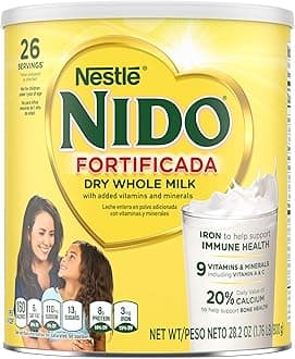 NIDO Fortificada Powdered Drink Mix - Dry Whole Milk Powder with Vitamins and Minerals Canister