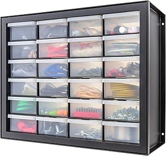 Iris Ohyama USA Parts and Hardware Cabinet, 24 Drawers, Black