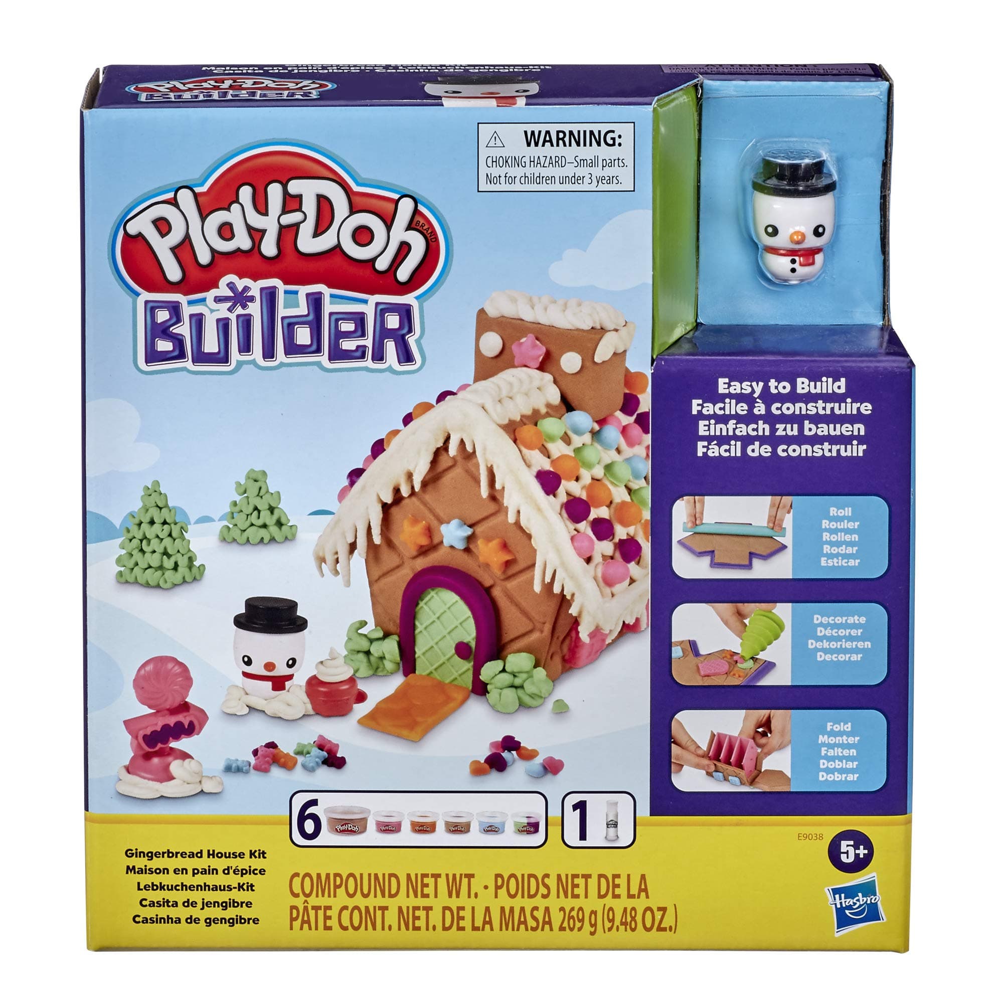 Play-Doh Builder Gingerbread House Toy Building Kit for Kids 5 Years and Up with 6 Non-Toxic Play-Doh Colours - Easy to Build DIY Craft Set