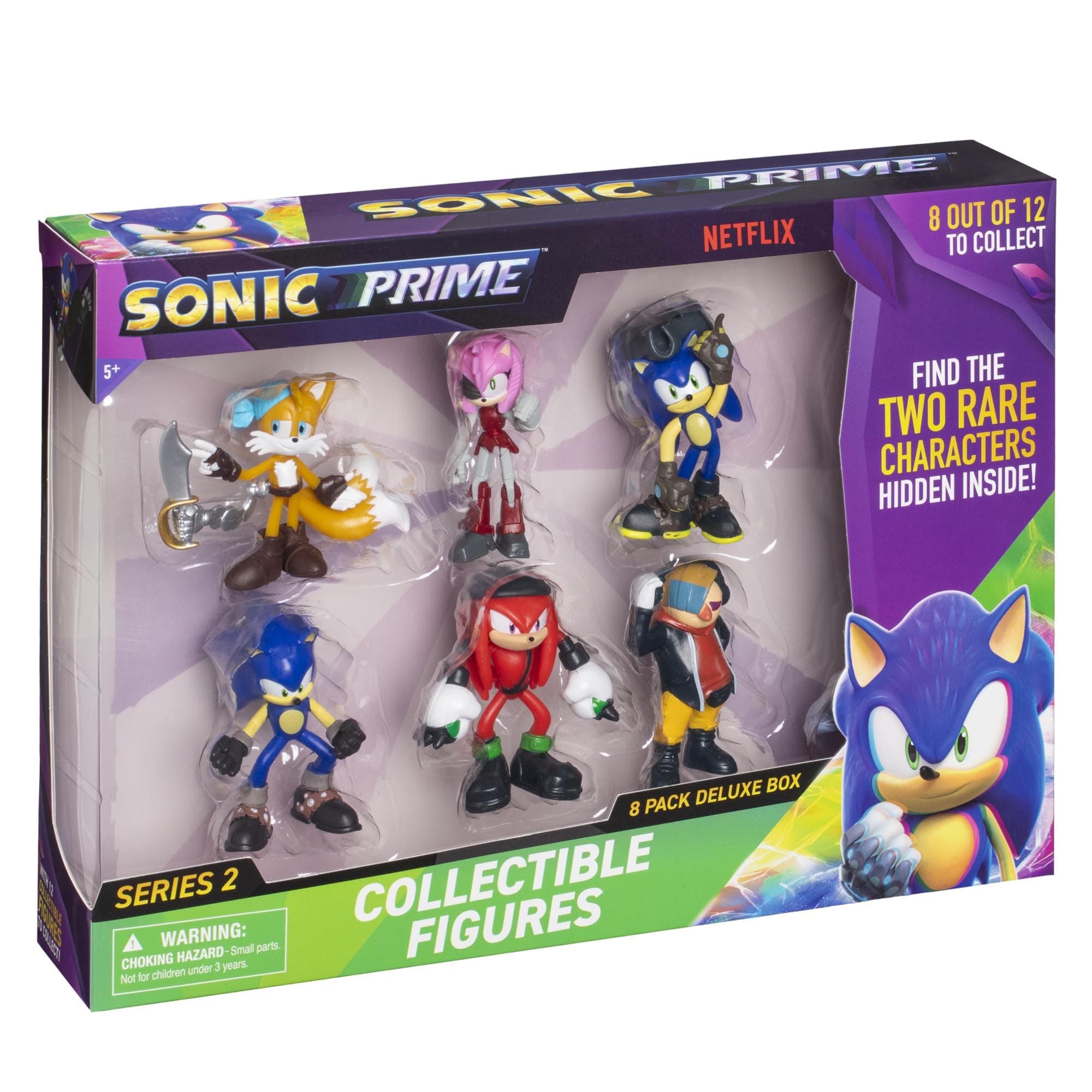 Sonic Prime: Figure Deluxe 8Pack with Box 2.5-Inch - Netflix Series, Licensed, Boys & Girls, Collectible Characters, Figurines