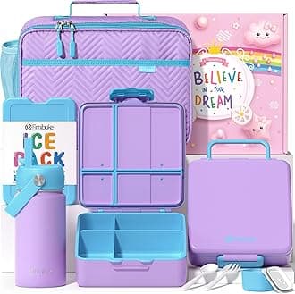 Fimibuke Kids Bento Lunch Box with 4 Compartments, Insulated lunch Bag, Stain...
