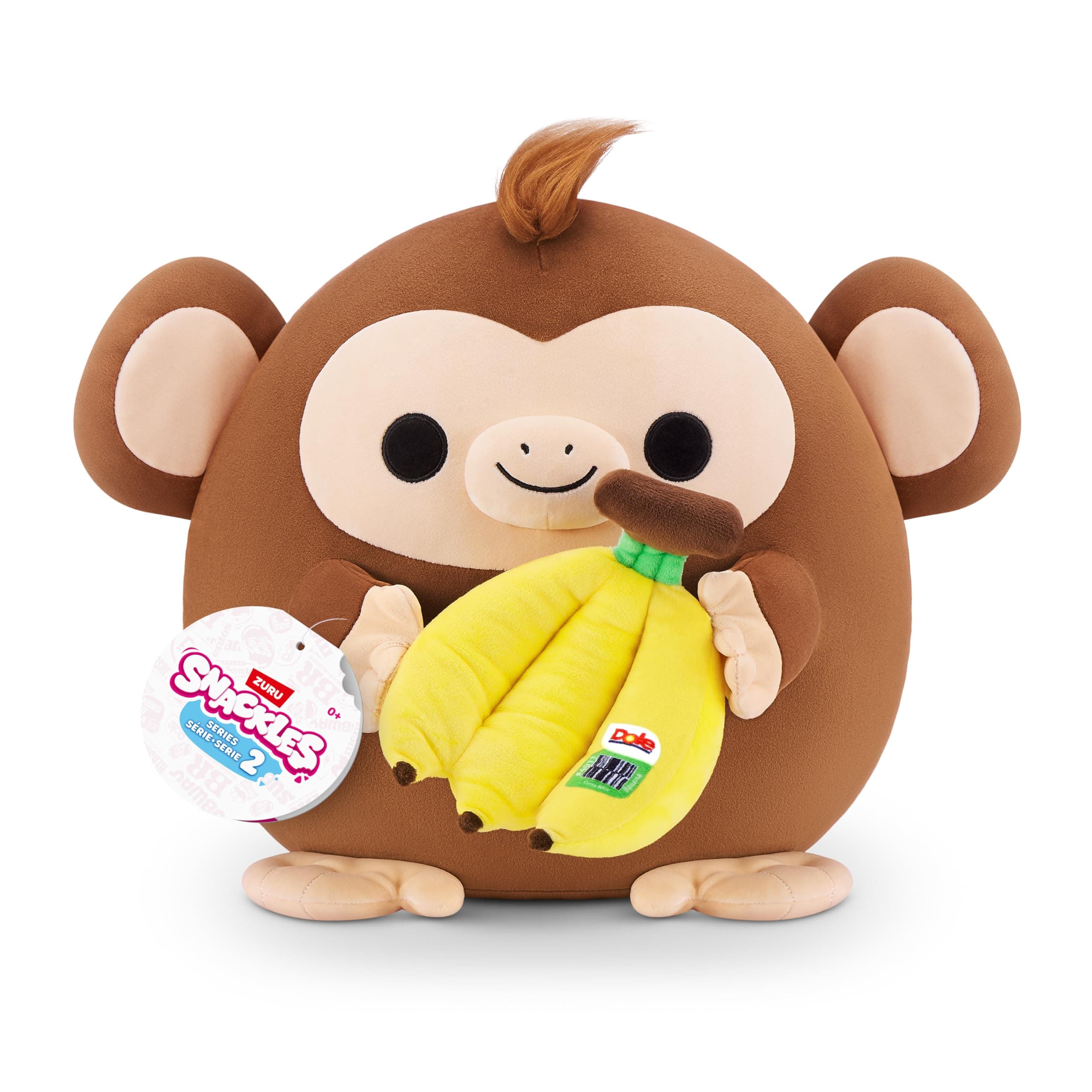 Snackles Series 2 Monkey & Dole 14 Inch Plush by ZURU, Ultra Soft Plush, Collectible Plush with Real Licensed Brands, Stuffed Animal, Giftable