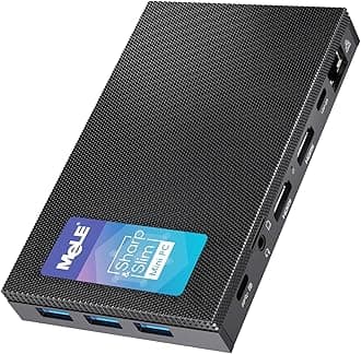 Quieter3C Fanless Mini PC, Celeron N5105, 8GB RAM, 128GB ROM, Full-Function USB-C, WiFi 5, Support Triple Screen Display, Slim Desktop PC on Industrial, Home, Office