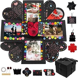 Explosion Box Gifts,Surprise Creative DIY Photo,Exploding Love Box,Love Memory Photo Box with 4 Faces for Anniversary,Birthday,Valentine's Day and Wedding(Black)