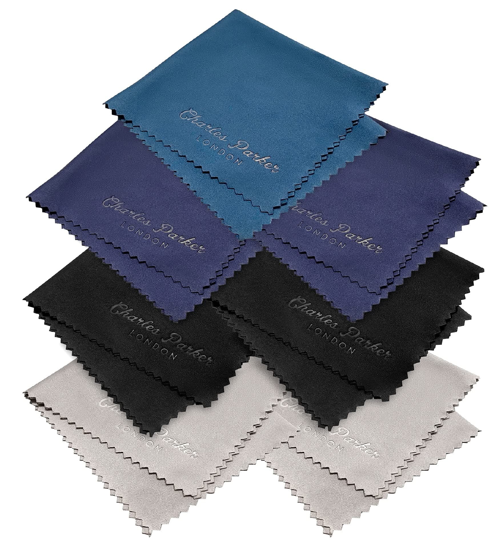 7 x Microfiber Cleaning Cloths Ideal for Cleaning Camera Lens, VR Headsets, Spectacles, Sunglasses, Smartphones, Tablets, Smart TVs and Laptops (3 Blue, 2 Grey, 2 Black)