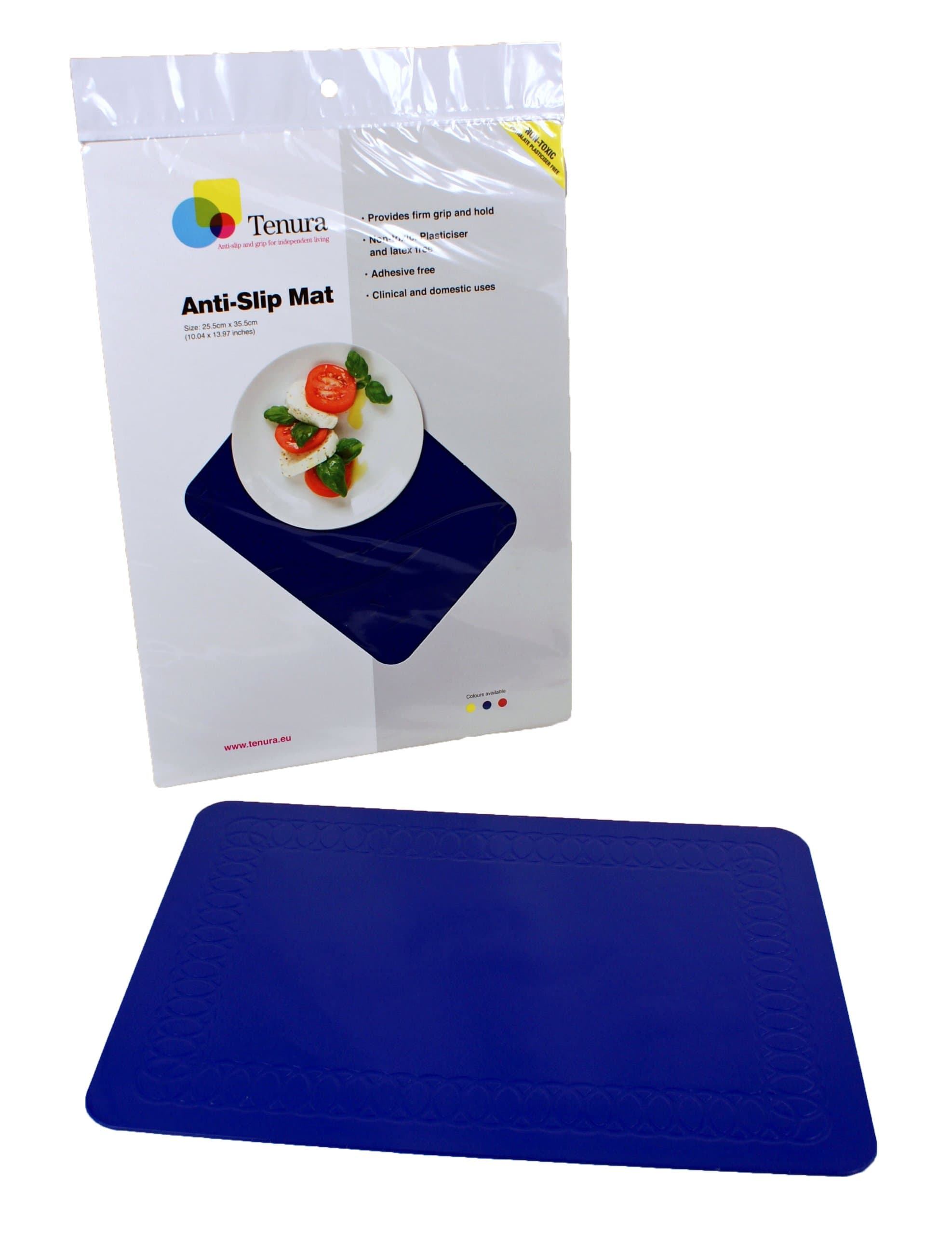 Tenura Silicone Rubber Non Slip Rectangle Tablemat 35cm Length x 25cm Width Blue