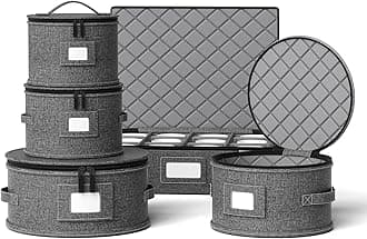 China Storage Containers Hard Shell Box for Moving Dishes, Plate, Wine and Glasses, Dinnerware, Mugs, Saucers Quilted Organizer Dividers for Packing Fine China Storage Containers 5Piece Grey