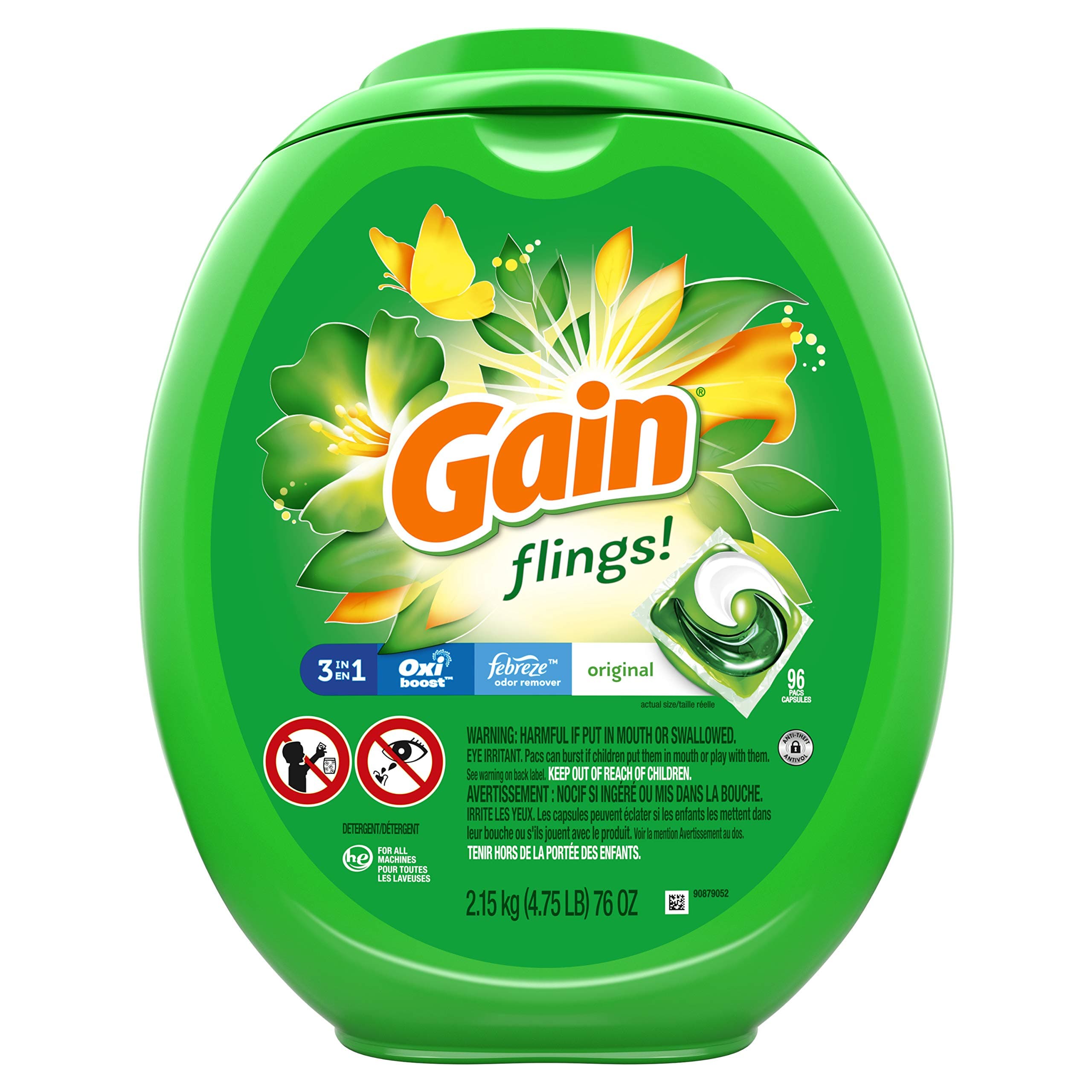 Gain flings! Laundry Detergent Soap Pods, High Efficiency (HE), Original Scent, 96 Count