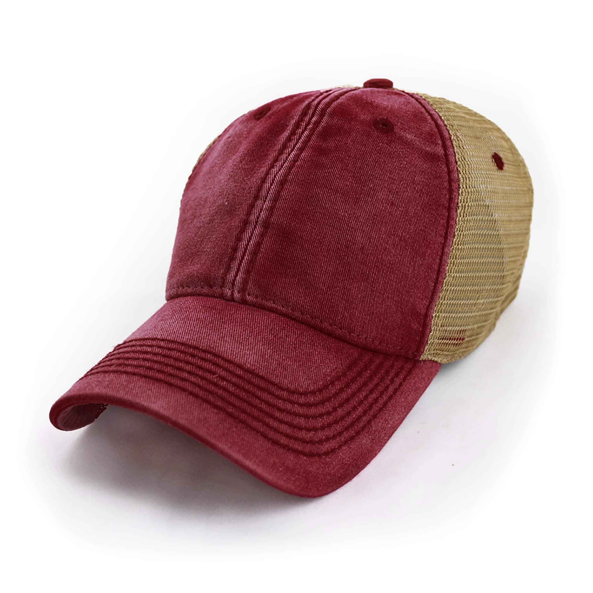 Blank Trucker Hat, Vintage Salt-Wash™, Brick Red