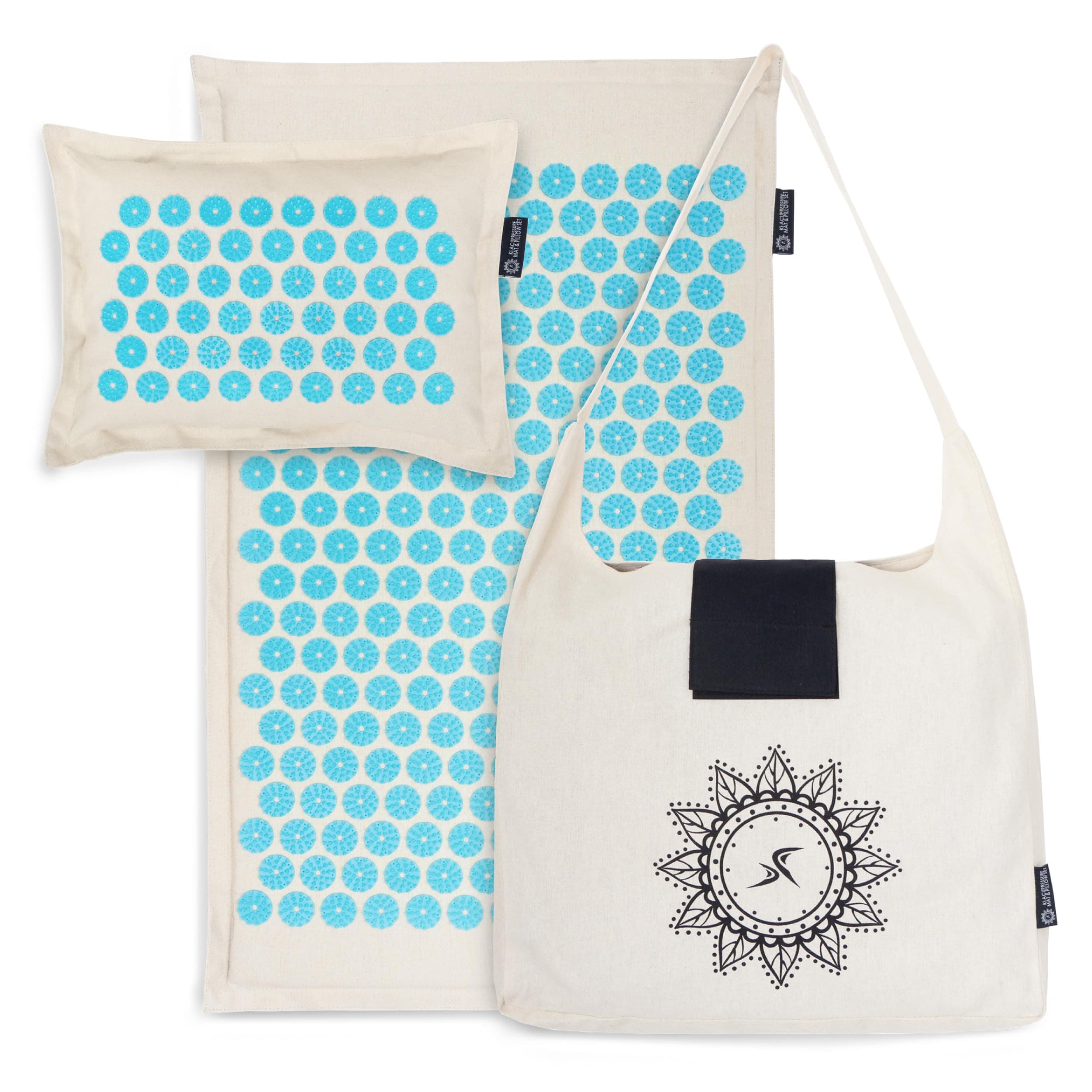 Ki Acupressure Mat and Pillow Set with 100% Natural Linen for Back/Neck Pain Relief and Muscle Relaxation
