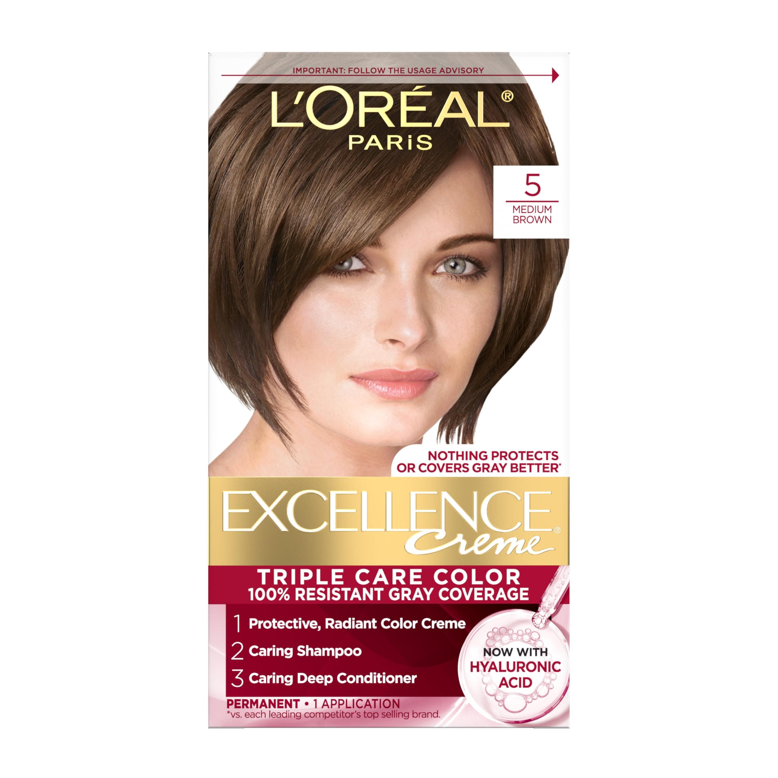 L'Oreal Paris Excellence Creme Triple Protection Color for Unisex (Medium Brown)