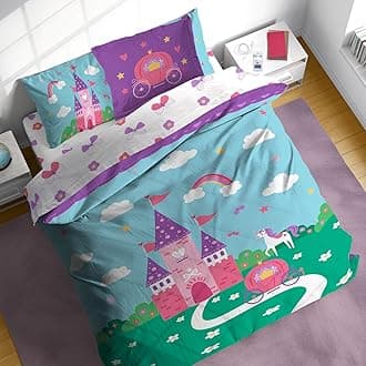 Sunny Side Up Magic Castle Full Comforter Set - 7 Piece Kids Bedding Includes Comforter, Sheets & Pillow Cover - Super Soft Floral Microfiber Bed Set