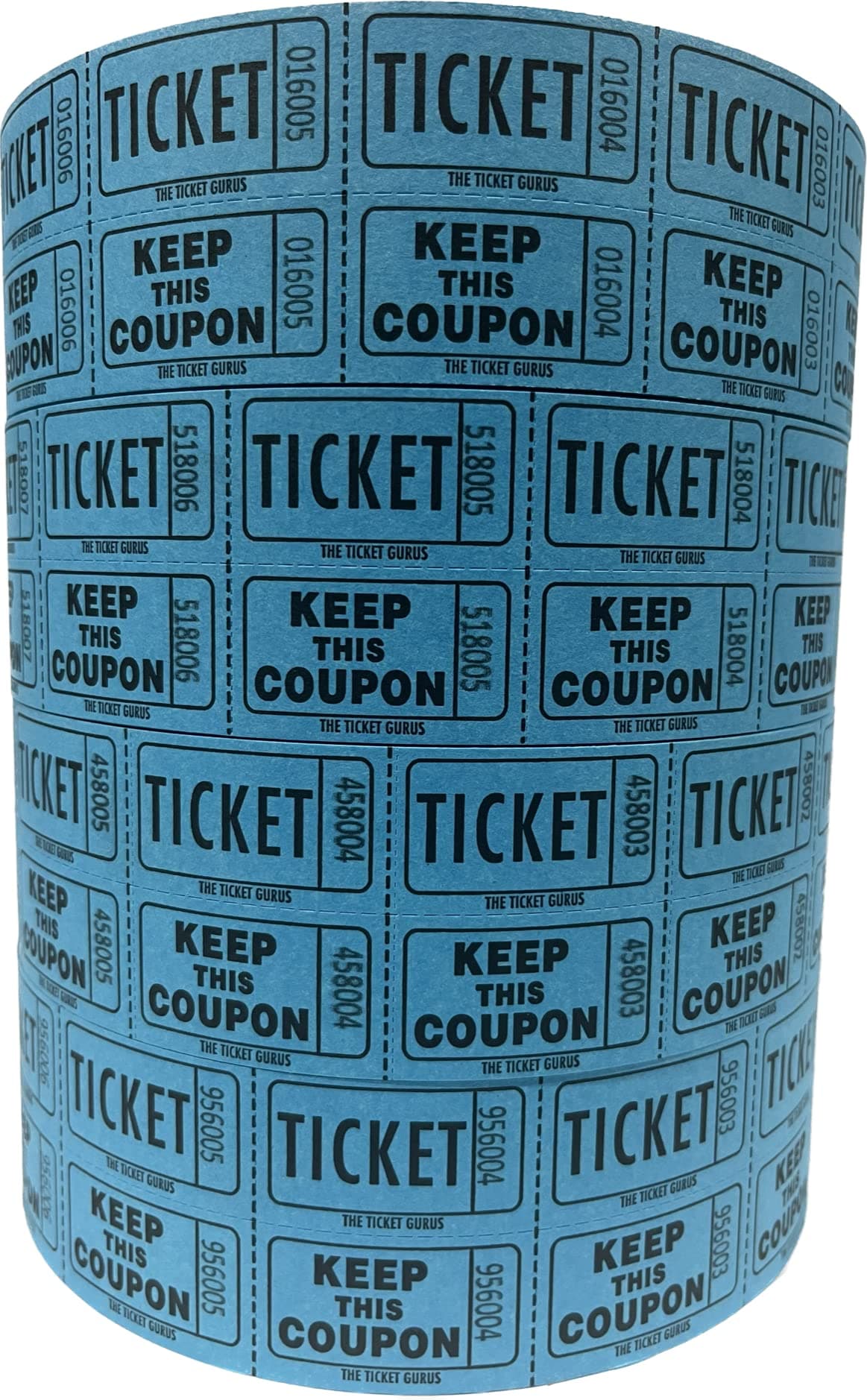 The Ticket Gurus-Raffle Tickets - (4 Rolls of 2000 Double Tickets) 8,000 Total 50/50 Raffle Tickets in Blue