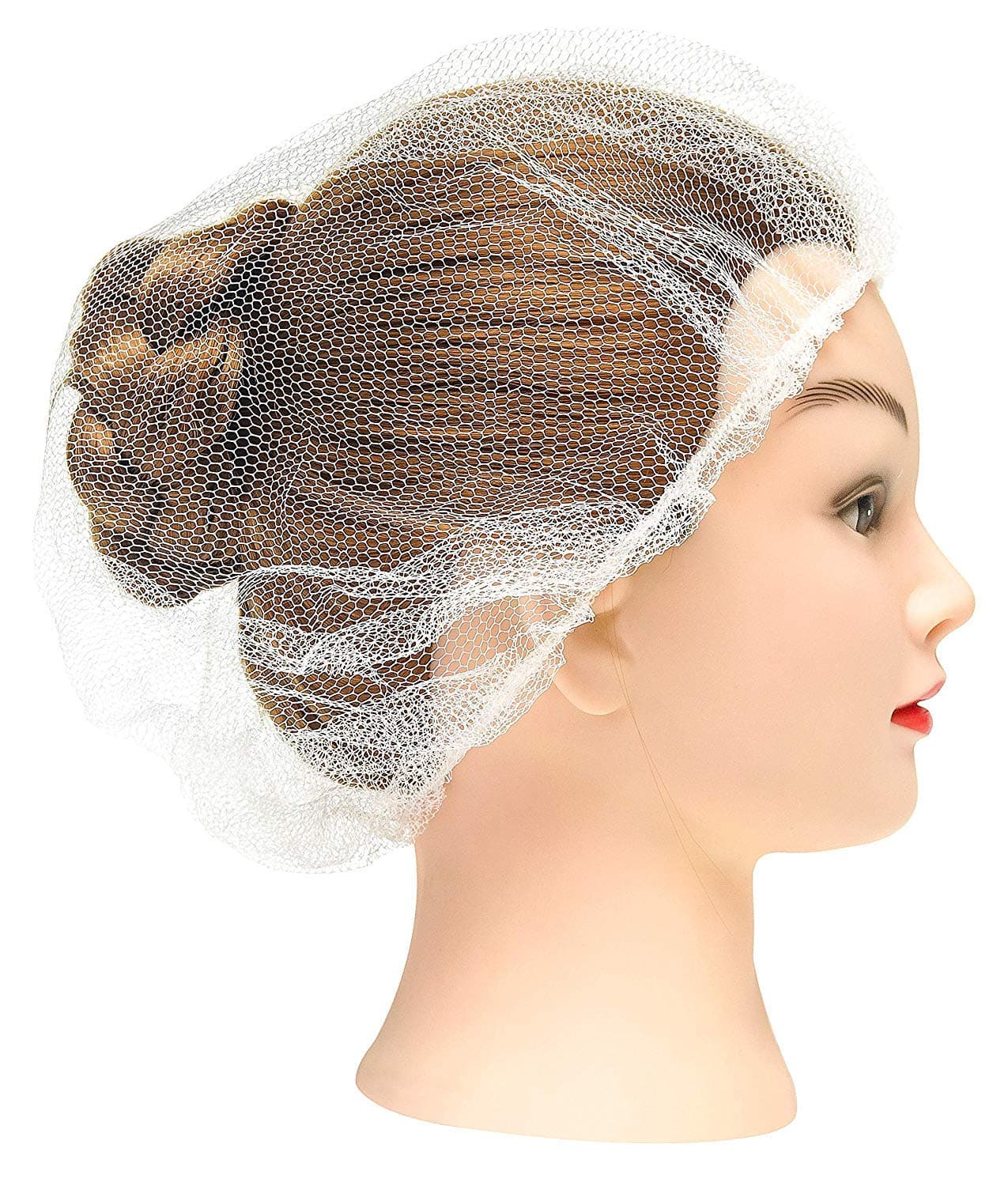 144 Pack Durable Nylon Breathable Honeycomb Disposable Hair Nets, Strong Enough for All Day USE in Any Kitchen or Restaurant (144 Pack, White)