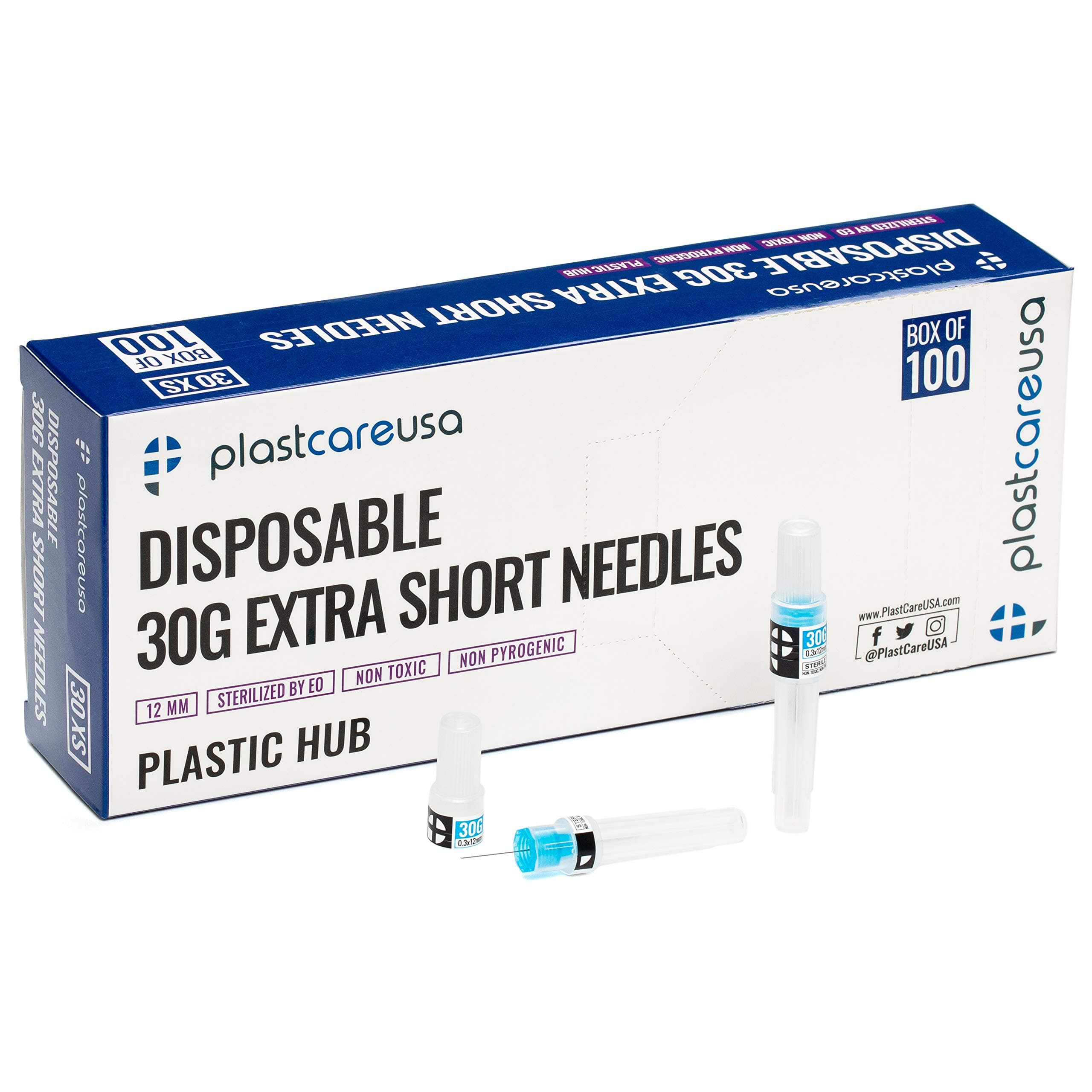 100 Disposable Dental Needles in Perforated Box (30G Extra Short), 12mm Length