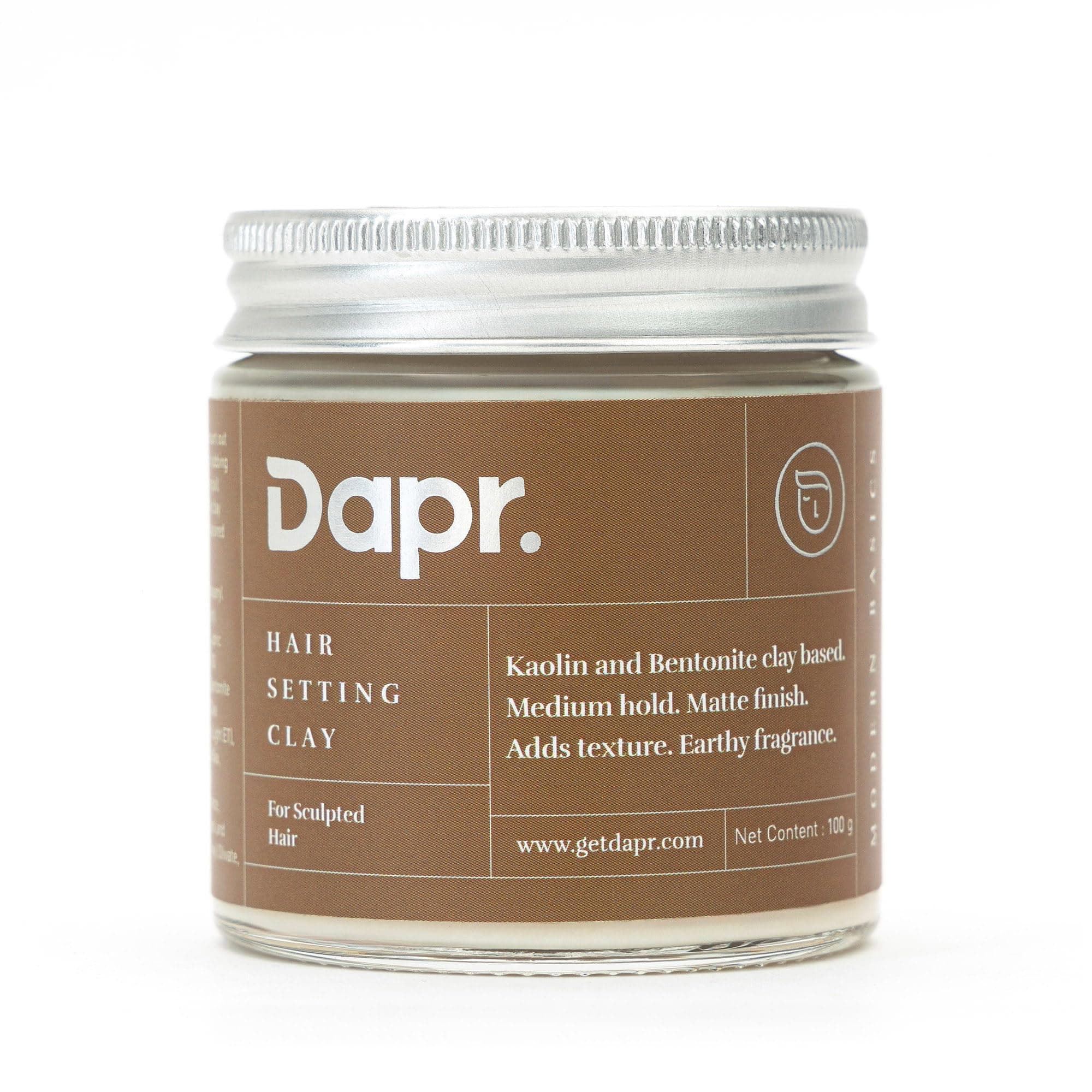 Dapr. Hair Setting Clay (100 grams) for Sculpted Hair | Medium Hold| | Matte Finish| |Adds Texture|