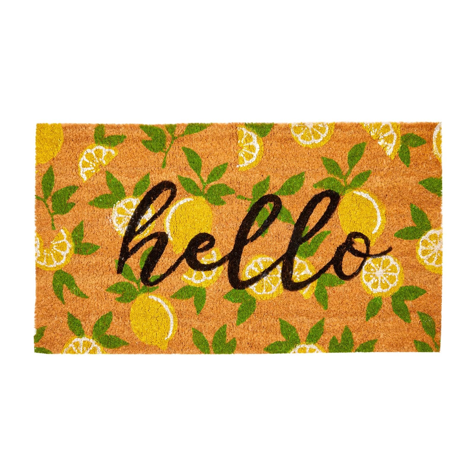 Juvale Coir Front Door Welcome Mat - Handmade Coir Texture & Lemon Door Mat - Natural Fiber Construction & Outdoor Rugs with Lemons - Easy-Clean Summer Doormat - 17 x 30 in, Rectangular